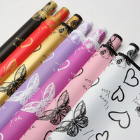 Papel de Regalo para Flores con Diseño de Mariposas, Grueso, de Doble Cara, Reciclable, Impermeable, con Acabado Perlado y Forma de Corazón