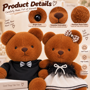 Venta al por mayor directa <span class=keywords><strong>de</strong></span> fábrica: Osos <span class=keywords><strong>de</strong></span> peluche marrones <span class=keywords><strong>de</strong></span> <span class=keywords><strong>pareja</strong></span> con traje <span class=keywords><strong>de</strong></span> pajarita y vestido <span class=keywords><strong>de</strong></span> lazo <span class=keywords><strong>de</strong></span> perlas, juguete suave OEM ODM para regalo - Product Image 3