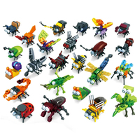 Ensemble de blocs de construction sur le thème des insectes de dessin animé avec petites et moyennes particules pour enfants, jouet éducatif à assembler, cadeau de vacances, cadeau de fête