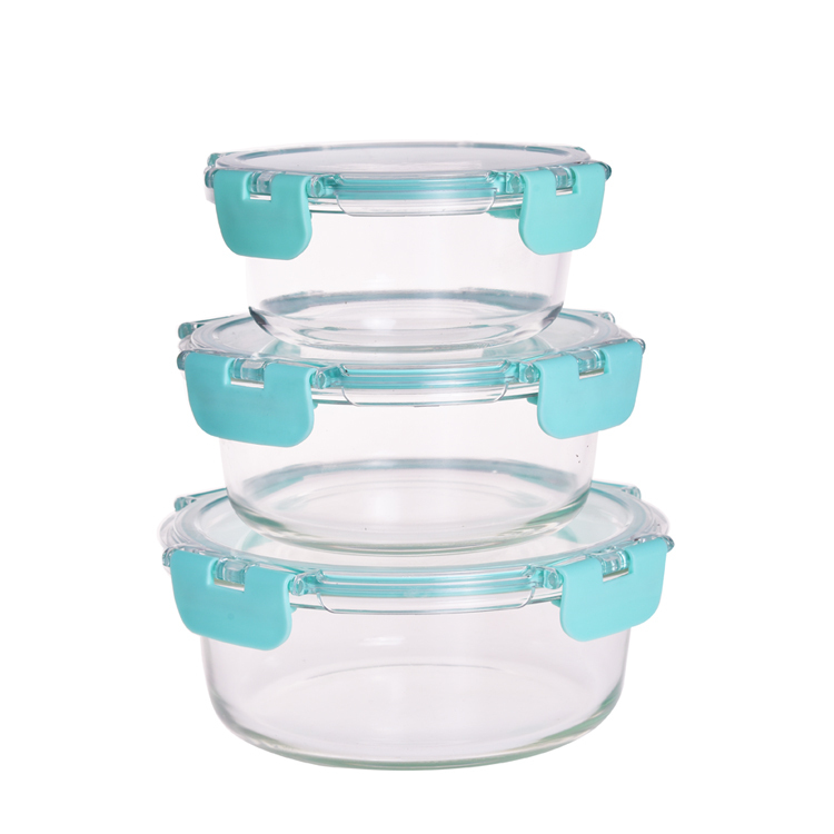 Micro-ondable haute borosilicate verre ensemble de récipient de stockage de nourriture boîtes