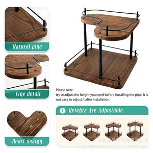 Wooden Spice Rack 2 Tier Adjustable Display <b>Shelf</b> Kitchen Countertop Storage Multi Function - Product Image 2