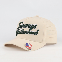 Gorra de Golf Premium Personalizada de 5 Paneles, de Poliéster, Impermeable, para Exteriores, con Parche Bordado y Clip para Insignia, Unisex, OEM, Venta al Por Mayor