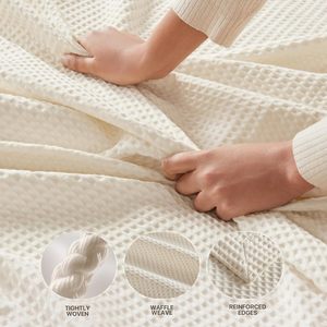 Manta de gofres de algodón <span class=keywords><strong>Madison</strong></span> Park Ivory 100% tamaño completo/Queen decoración versátil para el hogar para cama y sofá - Product Image 2