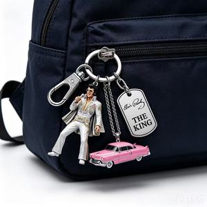 Llavero de Metal Rojo Brillante de Elvis Presley, Colgante Rosa para Coche, Accesorio de Regalo de Aleación - Product Image 5