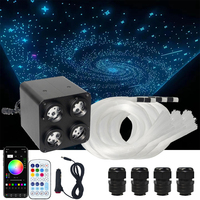 Kit de plafonnier Twinkle Starlight à 4 ports avec télécommande APP, LED en alliage d'aluminium, fibre optique, pour voiture et maison, IP44, CRI90, dimmable