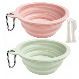 Food Grade Silicone Customizable Pet Folding Bowl With Carabiner, Lightweight <b>Collapsible</b> Travel Feeding Bowl for Dog and Cat - Product Image 1