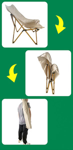 Chaise papillon de jardin légère pour l'extérieur, design minimaliste moderne, chaise pliante en bois de hêtre, chaise longue de plage en toile - Product Image 5