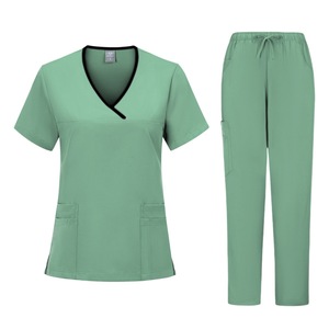 Women's Scrub Set Short Sleeve Knitted Moisture Wicking Hospital Uniforms For Dental Veterinary Beauty Salon - Product Image 2