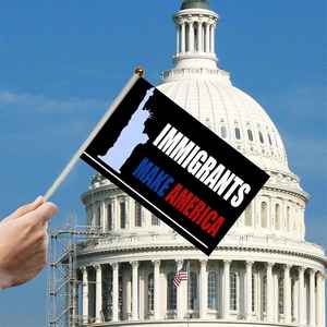 Drapeaux en polyester double face avec bâtons, 5x8 pouces, motif Statue de la Liberté, pour la décoration de jardin, de patio et d'extérieur lors des fêtes - Product Image 4