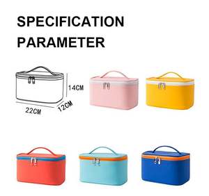 Low MOQ Custom Logo Fashion PU Leather <b>Makeup</b> <b>Bag</b> Waterproof PU <b>Travel</b> Beach Zipper Cosmetic Pouch Toiletry <b>Bag</b> With Handle - Product Image 5