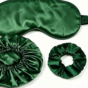 Care Custom Logo Luxury Satin Silk <b>Sleep</b> 3Pcs Comfortable Soft Bonnet Scrunchie Breathable Eye <b>Mask</b> Set - Product Image 3
