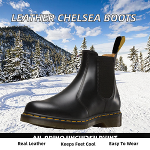 Botas Chelsea de Cuero Genuino para Mujer, Transpirables, Estilo Británico Informal, Talla Grande para Hombre, Modelo 2976 - Product Image 2