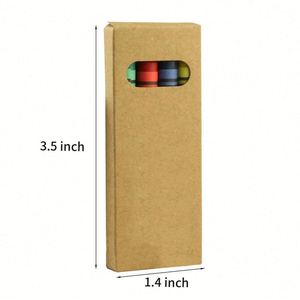 Ensemble de 4 crayons de cire miniatures portables avec logo personnalisé, couleurs assorties, boîte en papier kraft pour kits de bienvenue scolaires - Product Image 2