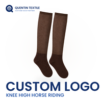 Chaussettes d'équitation personnalisées Quentin OEM en gros avec logo sur le revers, unisexes, hauteur genou, respirantes, jacquard