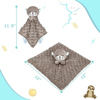 Serviette apaisante en peluche pour bébé, vente en gros, OEM ODM, couverture de sécurité personnalisée pour bébé, motif loutre grise