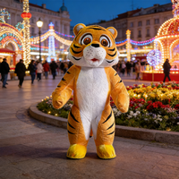 Mascotte personnalisée de haute qualité, costume de tigre jaune en fourrure gonflable géant, ensemble de costumes de mascotte pour événements commerciaux d'entreprise