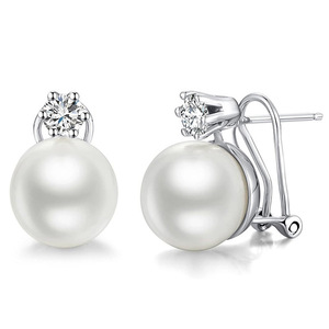 Exquisitos pendientes <span class=keywords><strong>de</strong></span> tuerca <span class=keywords><strong>de</strong></span> perlas <span class=keywords><strong>de</strong></span> imitación para mujer con circonita cúbica brillante elegante compromiso boda joyería chica regalo - Product Image 6