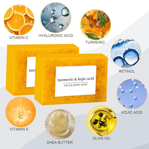 Savon naturel au curcuma et à l'acide kojique pour éclaircir la peau, éliminer les taches brunes, savon nettoyant pour le visage et le corps bio - Product Image 4