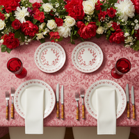 Service de table en céramique rouge à motifs floraux, prêt à l'emploi, collection de vaisselle pour la maison et la cuisine, assiettes décoratives classiques, ensemble tasse et soucoupe