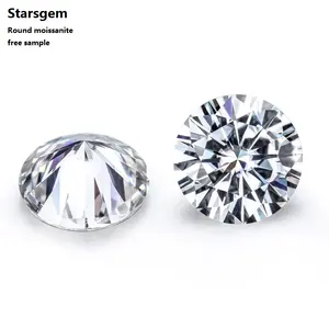 Starsgem ردود فعل إيجابية مختبر مكون المويسانتي الماس حجر 3 مللي متر إلى 15 مللي متر D اللون واضح الأبيض فضفاض الاصطناعية مويسانيتي