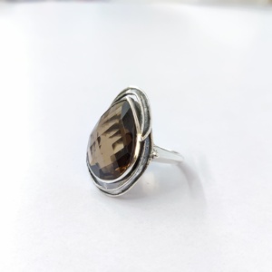 แหวนควอตซ์สโมคกี้ เงินแท้ 925 แหวนพลอยควอตซ์สโมคกี้ งานแฮนด์เมด คอลเลคชั่นแหวนสวย เครื่องประดับเงิน ราคาขายส่ง - Product Image 2