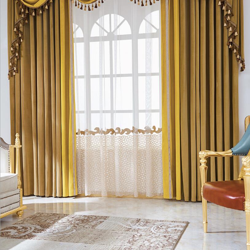 Cortinas Decorativas Para Habitación Y Salón - Amarillo - Blanco