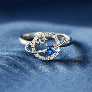 Anillo de cielo estrellado con circonita cúbica en forma de estrella y engaste micro pavé, joyería de moda unisex, regalo T0161 - Product Image 6