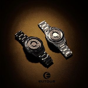 Eutour Montre magnétique innovante en métal pour hommes Montres à quartz simples haut <span class=keywords><strong>de</strong></span> gamme avec bracelet en acier inoxydable Montre originale Relojes - Product Image 3