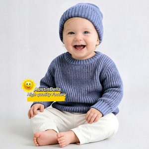 RTS Groothandel Op Maat Gemaakte Ontwerpen Boutique Babyjongens- en Meisjes- gebreide katoenen truien met ronde hals, dikke oversized gehaakte wintertrui - Product Image 3