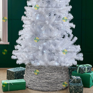 กระโปรงหวายแบบวินเทจทำด้วยมือสีเทาแบบ2025พร้อมเถาองุ่นเทาฐานตกแต่งคริสต์มาสใหม่สำหรับ<span class=keywords><strong>ต้นไม้</strong></span> PP หวายมีหนาม - Product Image 1