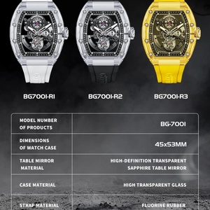 BG7001 Men's Tourbillon Automatic <b>Watch</b> Crystal Case Sapphire Luminous Top Brand Men's <b>Watch</b> with Rubber Strap - Product Image 6
