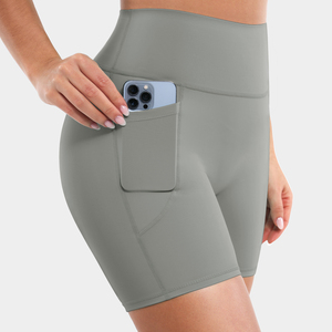 Shorts de sport pour femmes Vractivewholesale, solides, de haute qualité, multi-sports, avec poches, mi-longueur, tissu extensible quadridirectionnel, respirant, pour la salle de sport, le yoga - Product Image 3