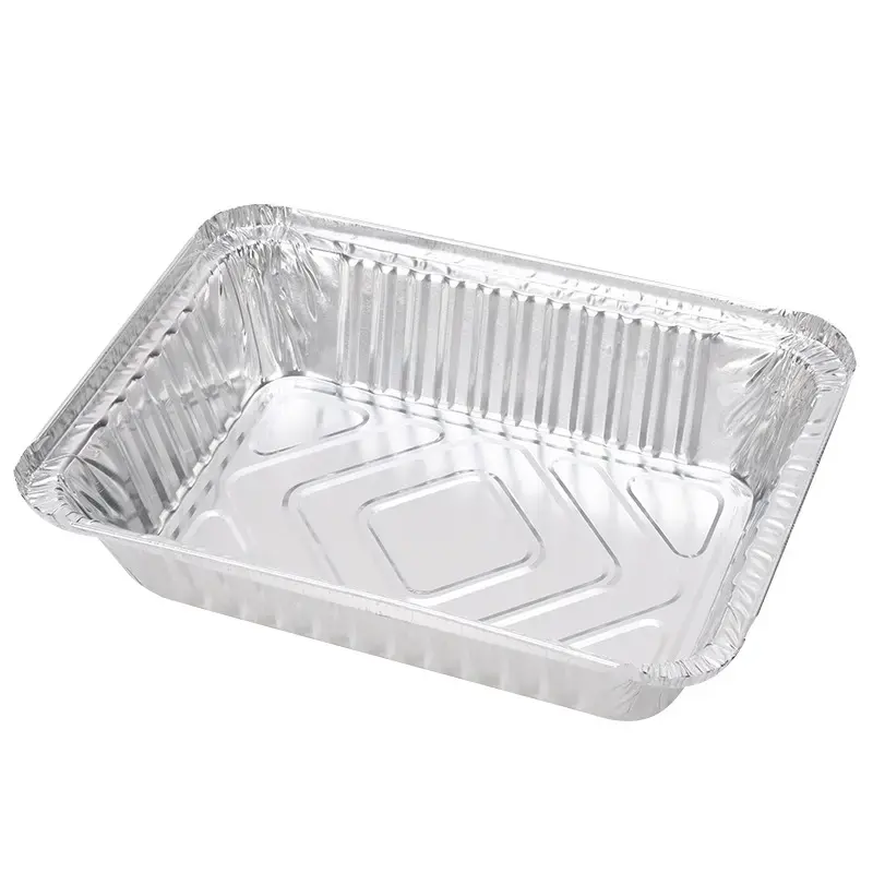 Bán buôn dùng một lần nhôm container thực phẩm bạc nhôm lá ăn trưa hộp khay hãng hàng không thực phẩm thịt nướng Takeaway container