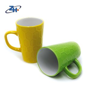 Zibo fournisseur 430ml en céramique couleur galzed café en relief cadeau tasse tasse à eau - Product Image 2