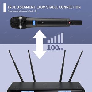 TNH Micrófono UHF Inalámbrico Profesional de 2 Canales, Receptor de Micrófono Inalámbrico para Discurso de Iglesia, Gran Espectáculo, 2 Metros - Product Image 3