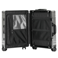 Bagage à main, valise rigide à cadre en aluminium sans fermeture à glissière avec serrure TSA, spinner silencieux universel pivotant à 360 degrés