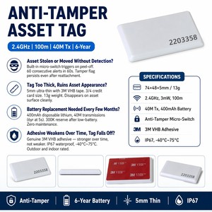 Etiqueta RFID Anti-Manipulación de 2.4GHz para Activos, Alcance de 100m, Alarma de Bloqueo, 6 Años de Duración, IP67, 5mm, para Monitoreo de Seguridad de Equipos de Alto Valor - Product Image 2