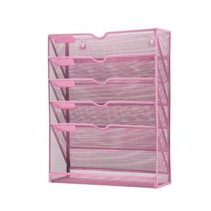 Metal Mesh Wall <b>File</b> <b>Organizer</b> 5 Tier Vertical Mount Hanging <b>File</b> Holder Magazine Rack - Product Image 6