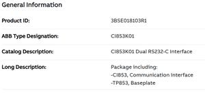 Interfaces de communication AC 800M CI853 CI853K01 3BSE018103R1 Modules de communication NEUFS Originaux en stock - Product Image 2