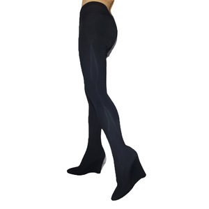 Conjunto de ropa de manopla negra Sexy para mujer, <span class=keywords><strong>botas</strong></span> de tacón de cuña hasta la rodilla elásticas <span class=keywords><strong>con</strong></span> forro de malla, pantalones Legging de estilo occidental - Product Image 3