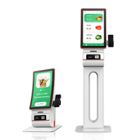 Kiosque de paiement tactile incurvé OEM ODM 23.6 pouces 10 points avec imprimante lecteur de codes-barres QR Code Scanner NFC SDK