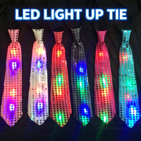 Cravate à paillettes LED lumineuse très populaire, cravate clignotante, accessoire de fête lumineux pour boîte de nuit, rave, bar, spectacle sur scène
