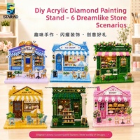 Ensemble d'ornements de Noël modernes peints à la main en 3D avec diamants, design maison en acrylique écologique, décoration murale DIY