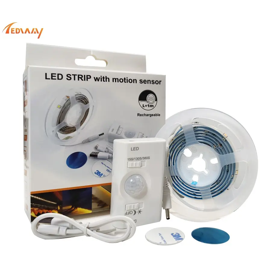 Nouveau kit de bande LED PIR 3000K 4000K 6000K capteur veilleuse IP65 DC 5V lampe à batterie au Lithium