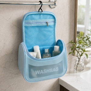 Bolsa de Cosméticos de PU/TPU Semitransparente para Mujer, Organizador de Artículos de Aseo Colgante, Bolsa de Viaje, Logotipo Personalizado, OEM, ODM, Venta al Por Mayor - Product Image 6