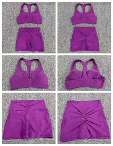 Ensembles d'entraînement pour femmes Soutien-gorge de <span class=keywords><strong>sport</strong></span> pour le dos nageur et short de yoga froncé à la taille en V avec poches Vêtements actifs Gym Fitness Set Yoga Outfits - Product Image 5