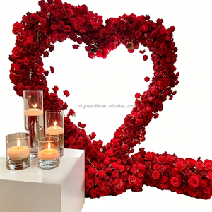 Décoration de Fiançailles et Mariage : Centres de Table en Soie et Plastique avec Roses Rouges, Arches Cœur de 7-8 pieds pour Mariée - Location - Product Image 4