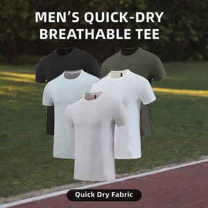 Camiseta Deportiva para Hombre, Teñida con Hilo, de Secado Rápido, Transpirable, con Cuello Redondo, Manga Corta, Ajustada, con Detalles Reflectantes - Product Image 2
