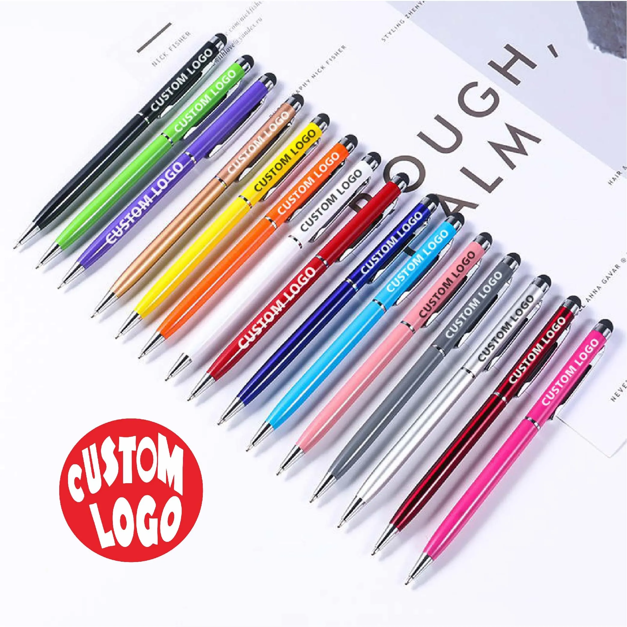 Hot Metal Promotional Click Rubber Ballpoint Pen Custom Logo Plastic Multicolor Ballpoint Pen Promotional Business Gifts Pens
