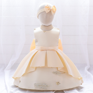 Abito Formale in Raso FSMKTZ per Bambine con Copricapo, Vestito Floreale da Festa per Bambina di 2 Anni, Produzione in Fabbrica, in Offerta, Abito da Compleanno - Product Image 3